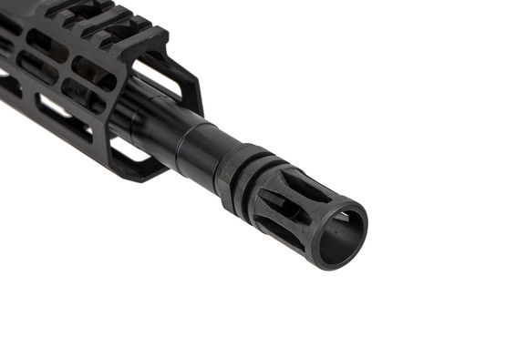 The Aero Precision M4E1 barreled AR-15 upper receiver is threaded 1/2x28 with an A2 flash hider